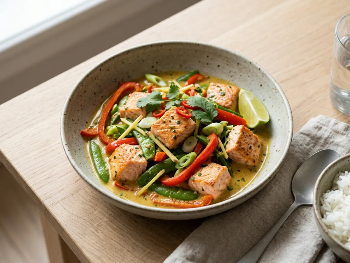 Creamy Curry-Coconut Salmon Stir-Fry — recipe photo