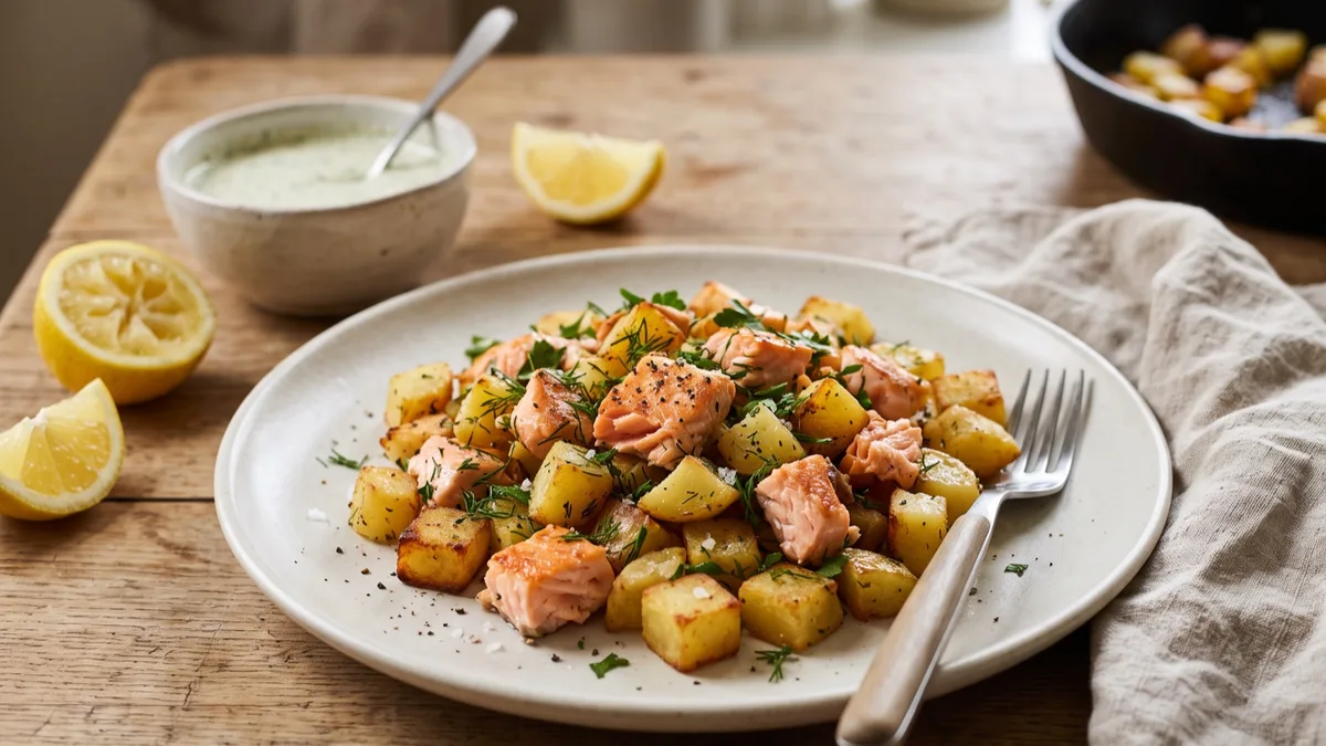 Salmon Hash with Herb Sauce