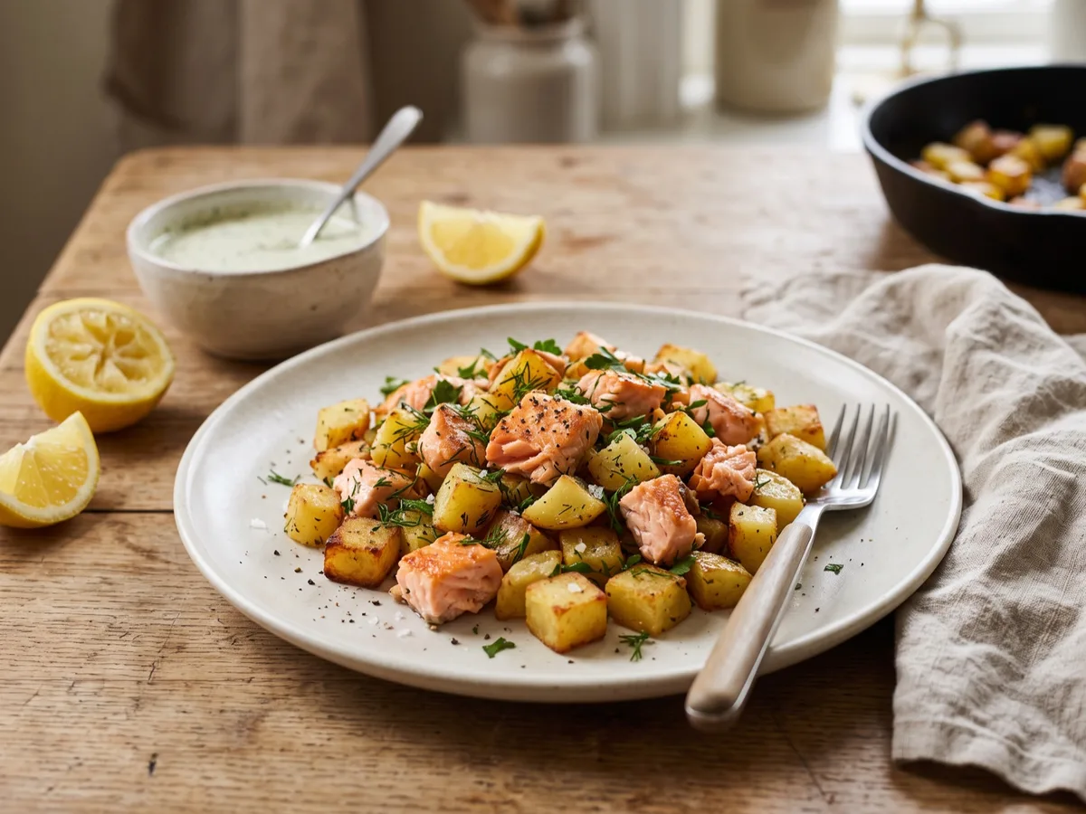 Salmon Hash with Herb Sauce — recipe photo