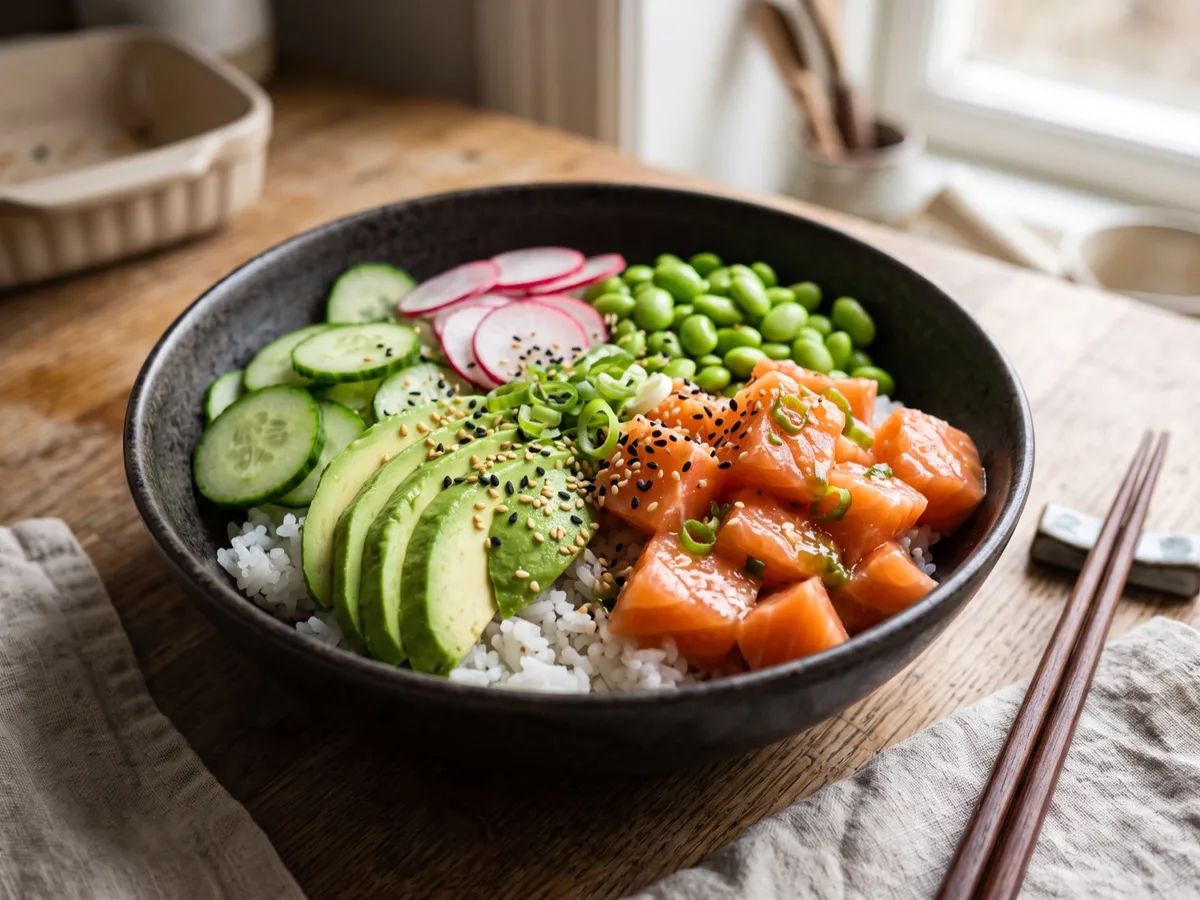 Pokébowl med lax — recipe photo