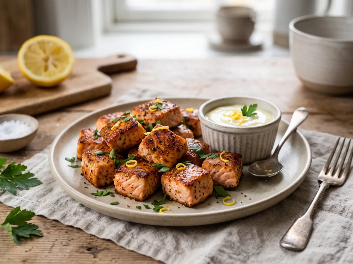 Smoky Salmon Bites with Lemon Aioli — recipe photo
